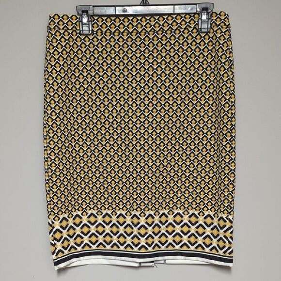Banana Republic Geometric Patterned Yellow and Black Skirt - Picture 1 of 9
